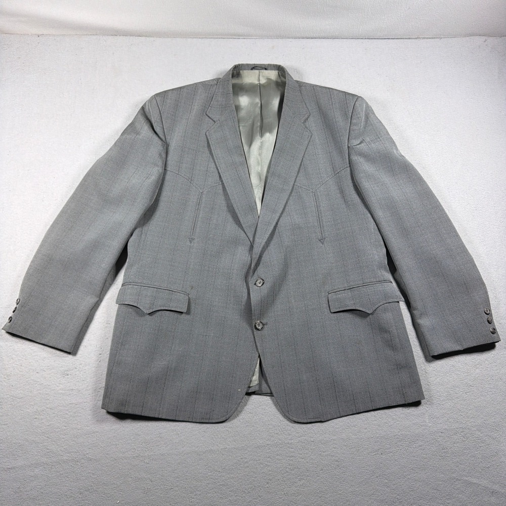 Vintage Circle S Western Blazer Men 52R  Sport Coat Grey Cowboy Jacket Western